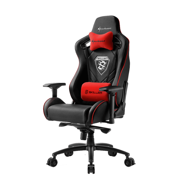 Silla Sharkoon Skiller Sgs4 De Acero Y Cuero Sintetico, Negro/Rojo - Image 2