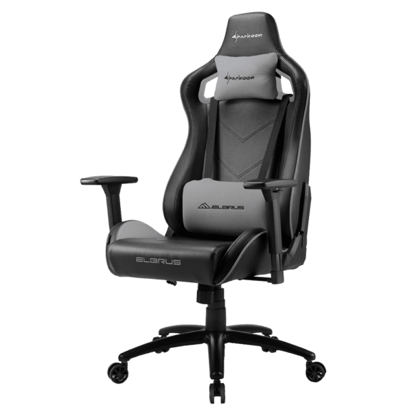 Silla Sharkoon Elbrus 2 De Acero Y Cuero Sintetico, Negro/Gris