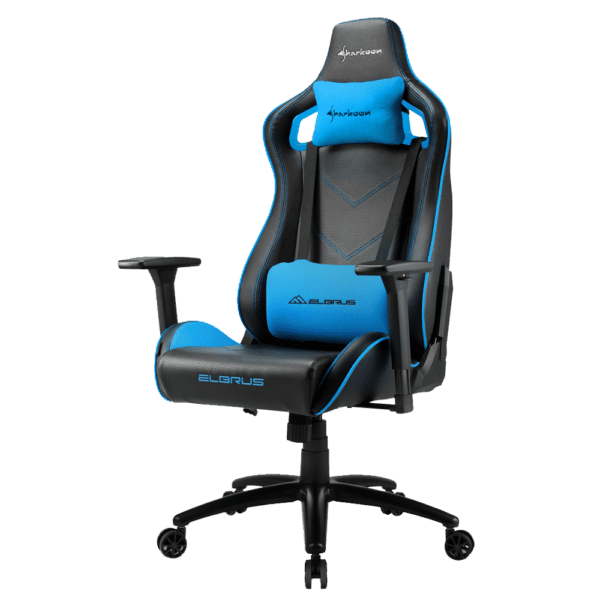 Silla Sharkoon Elbrus 2 De Acero Y Cuero Sintetico, Negro/Azul