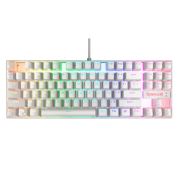 Teclado Redragon K552W Kumara Blanco Mecánico Arcoiris Español Switch Rojo