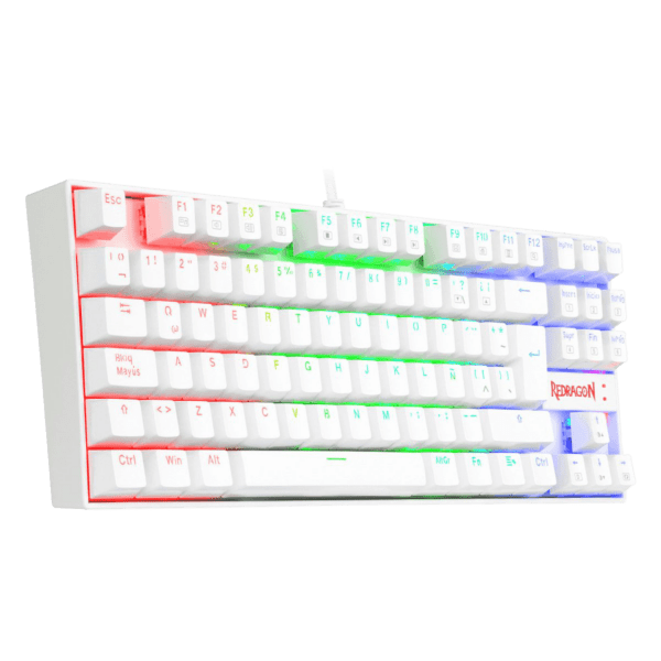 Teclado Redragon K552W Kumara Blanco Mecánico Arcoiris Español Switch Rojo - Image 3