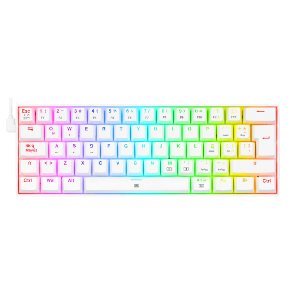 Teclado Redragon K630W Dragonborn Blanco Mecánico Led Roja  Switch Café