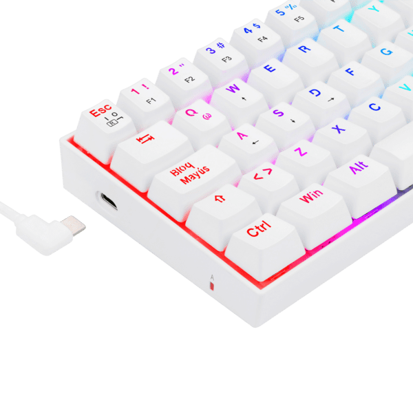 Teclado Redragon K630W Dragonborn Blanco Mecánico Led Roja  Switch Café - Image 5