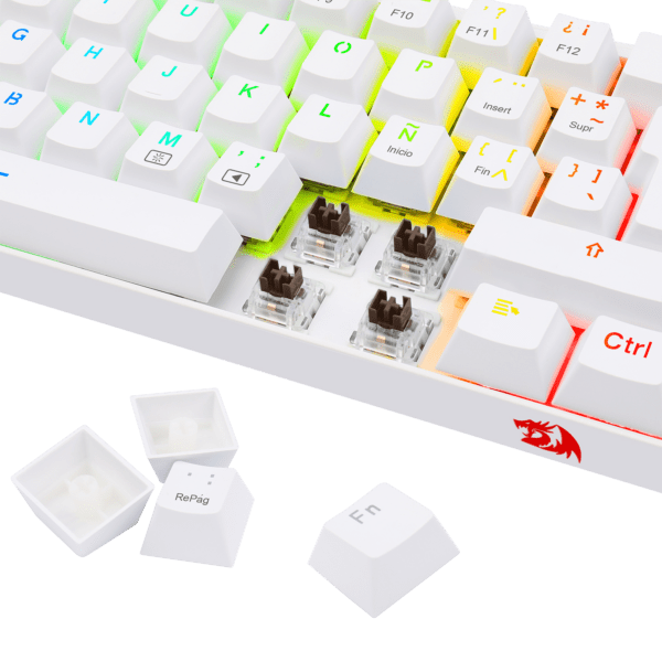 Teclado Redragon K630W Dragonborn Blanco Mecánico Led Roja  Switch Café - Image 6