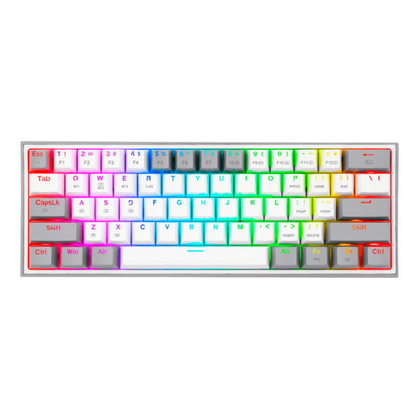 Teclado Redragon K616 Fizz Pro Blanco/Gris Rgb Mecánico  Inalámbrico Ingles Switch Rojo