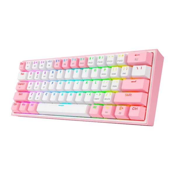 Teclado Redragon K616 Fizz Pro Rgb Blanco/Rosa Mecánico  Inalámbrico Ingles  Switch Rojo - Image 3