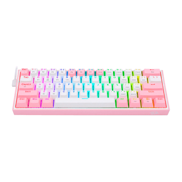 Teclado Redragon K616 Fizz Pro Rgb Blanco/Rosa Mecánico  Inalámbrico Ingles  Switch Rojo - Image 4