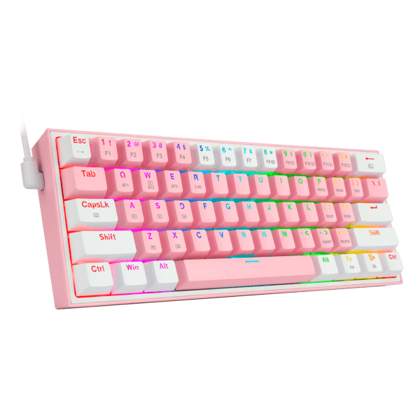 Teclado Redragon K616 Fizz Pro Rgb  Rosa/Blanco Mecánico Inalámbrico Ingles Switch Rojo - Image 2