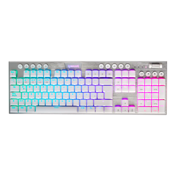 Teclado Redragon  Horus K619W Rgb Blanco Mecánico Usb Español Switch Rojo