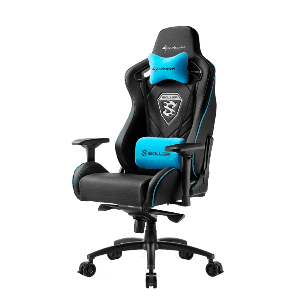 Silla Sharkoon Skiller Sgs4 De Acero Y Cuero Sintetico, Negro/Azul
