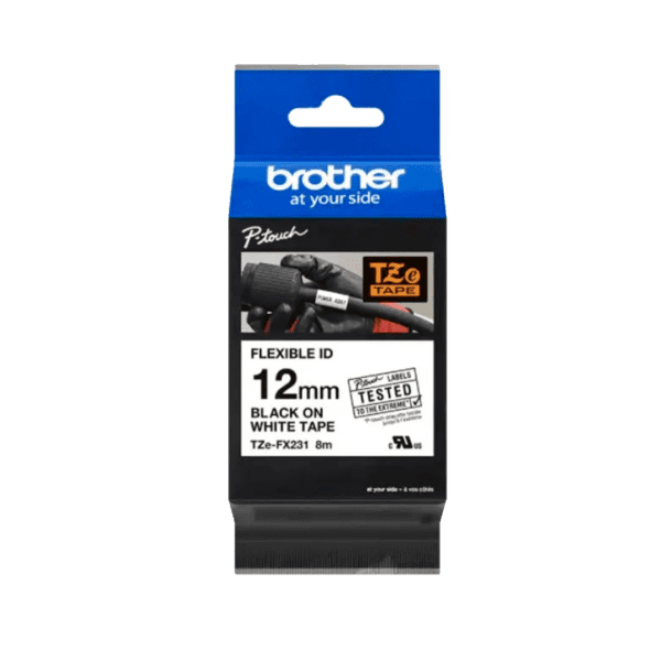 Cinta Brother Tzefx231 Cinta laminada flexible texto negro sobre fondo blanco 12 mm. - Image 3