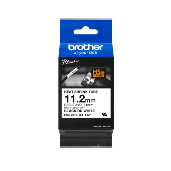 Cinta Brother Hse231E texto negro sobre fondo blanco 11,2 mm. - Image 2