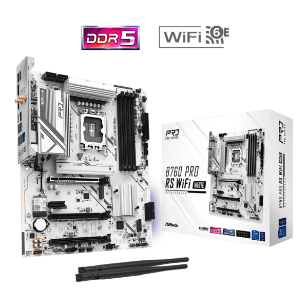 TARJETA MADRE INTEL ASROCK B760 PRO RS WIFI WHITE  DDR5 7200Mhz